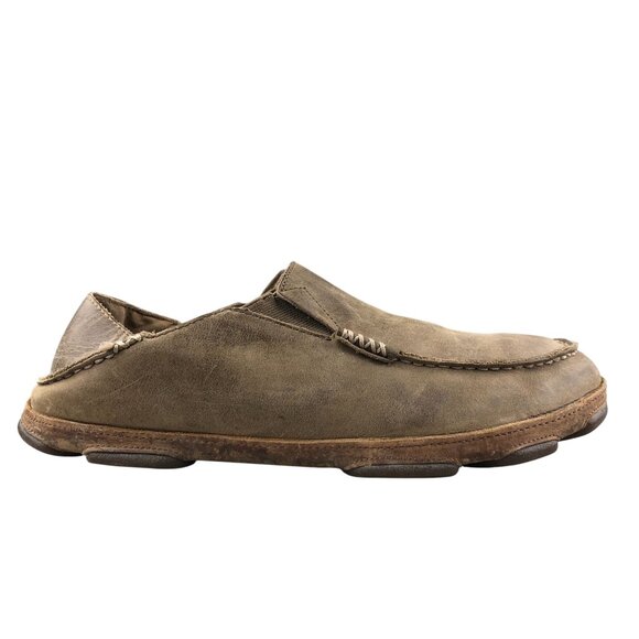 OluKai Men´s Size 11 Moloa Ray Toffee Brown Leather...